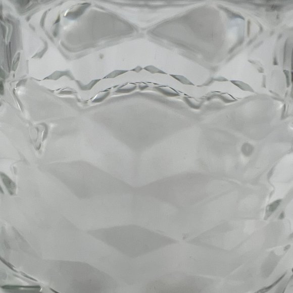 Vintage Pressed Glass Candy Dish with Cube Pattern & Starburst Bottom 3.5" Tall - Picture 5 of 6